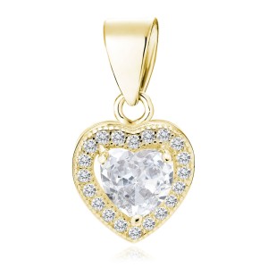 Pandantiv argint placat cu aur galben inima cu pietre DiAmanti Z0760CG_W-DIA (Argint 925‰ 1,3 g.)